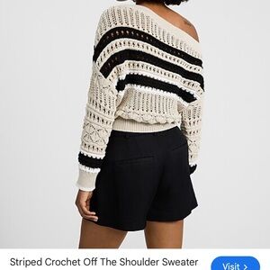 Express Black and White Open Stitch Sweater - Size Large